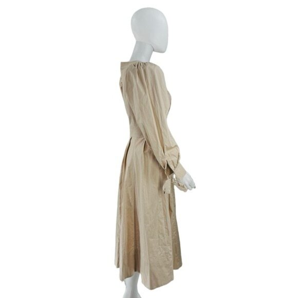 En Saison NEW Stone Beige Long Sleeve Poplin Classy Leighton Midi Dress Size XS - Picture 8 of 8